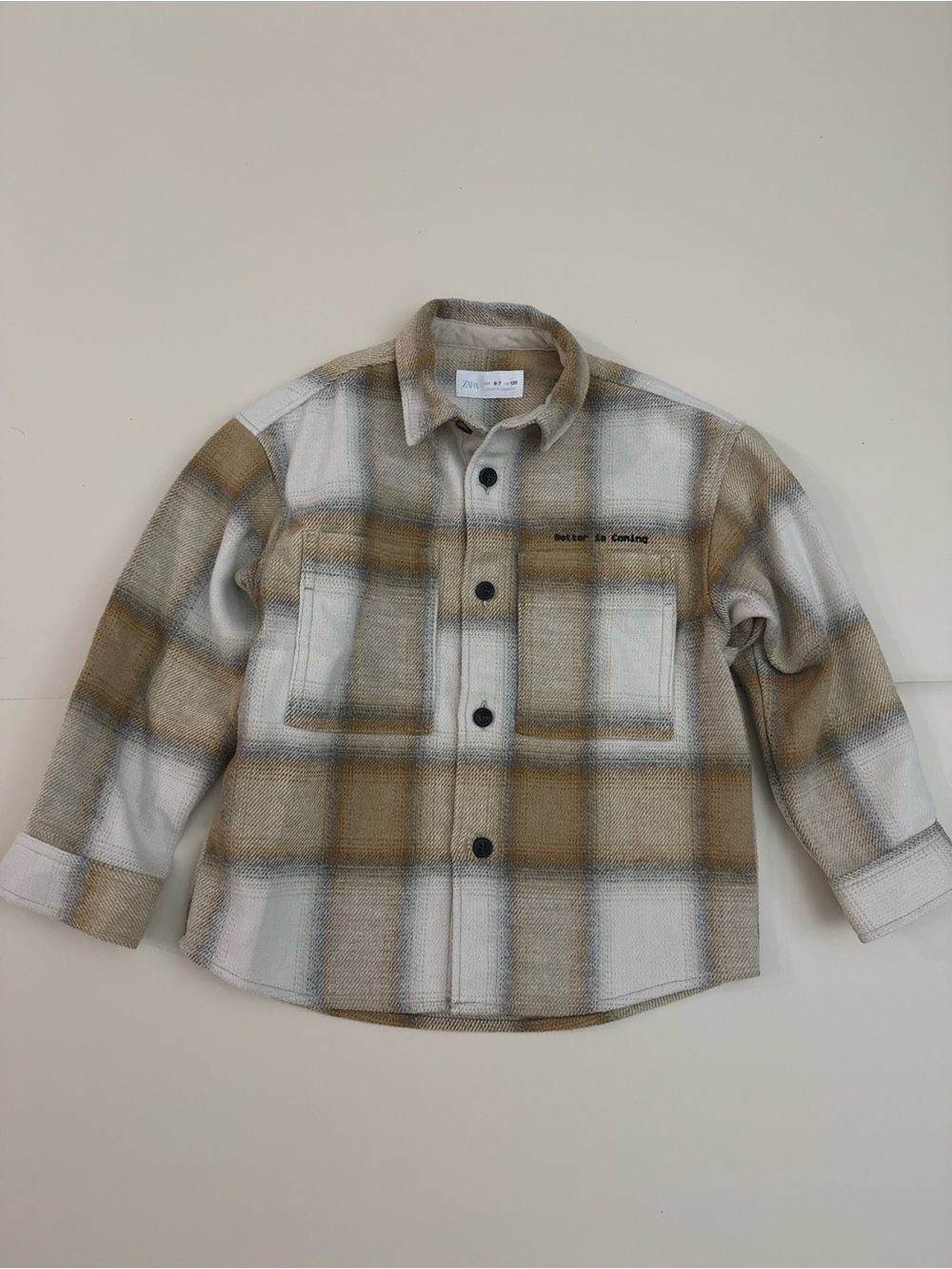 Zara Kids Plaid Button-Up Shirt Jacket 6-7